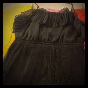 Empire waist black pleated chiffon dress sz M